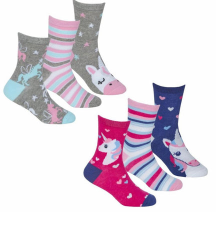 Girls Unicorn Socks 3 pair pack