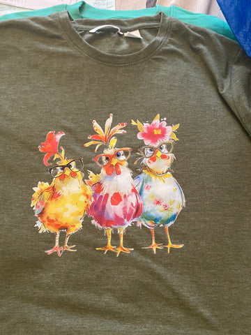 Ladies chickens long sleeve  T shirt