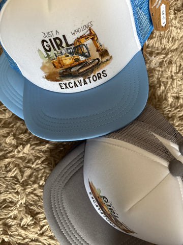 Excavators girls mesh Back adjustable baseball cap