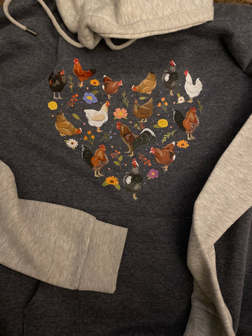 Chicken Heart Girls blue / grey Contrast Hoodie