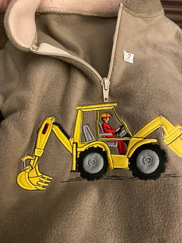 Digger / excavator Kids Appliqué Over Fleece / Tunic