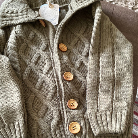 Aran design kids cardigan