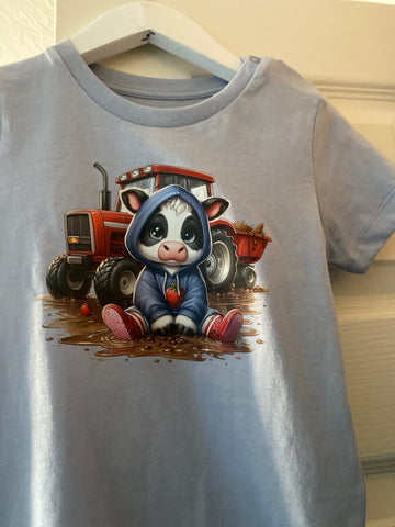 Red Tractor & farm infant T shirt