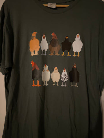 Chicken Adults Green unisex  T shirt