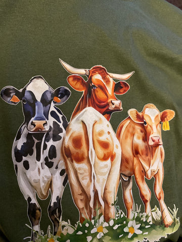 Cow , Three Cow design unisex Adults short sleeve t shirt