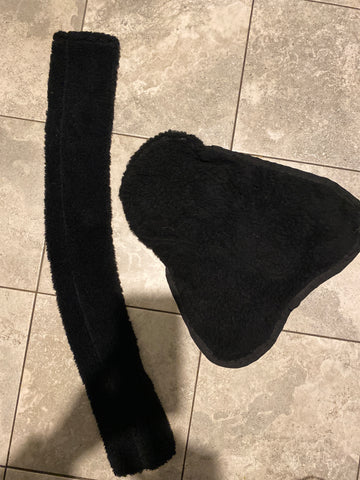 Faux Fur black Girth Sleeve & saddle protector full size