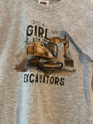 Just A Girl Who Loves Excavator t shirt