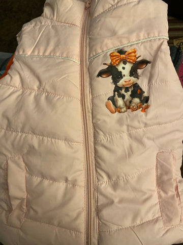 Toddler padded Gilet / Waistcoat with a printed cow