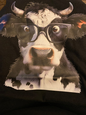 Cow in glasses Adults T shirt