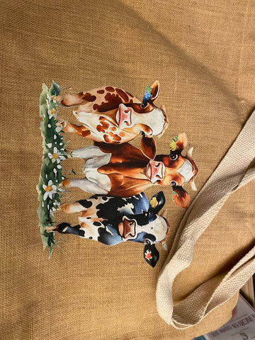 Cows jute Large Shopping Bag