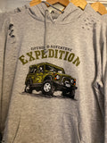 Distressed Adult Pale Grey  Hoodie with construction design