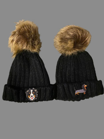 Collie & sausage dog Bobble Hat age 1-4