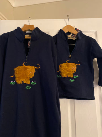 Highland cow  kids & Adults Matching  Tops .. Overjacket