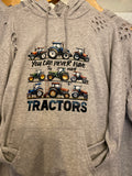 Distressed Adults Tractor 3 design Hoodies