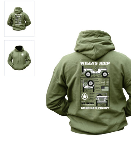 Willys Jeep adult Hoodie