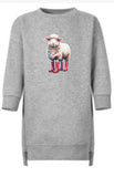 Sheep girls Crew Neck Fleece Sweatshirt Dress