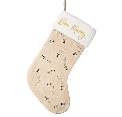 Bee merry  adults Christmas Stocking