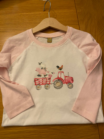 Girls like Tractors Too Baseball t t shirt long sleeve 2-3 only