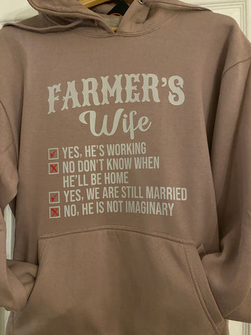 Farmers Wife Print ladies Hoodie