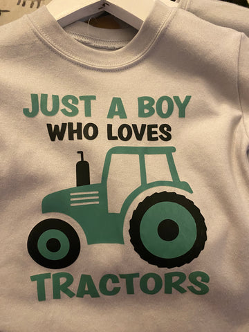 Green Tractor “Just a Boy Who Loves Tractors T Shirt 6m too 5-6