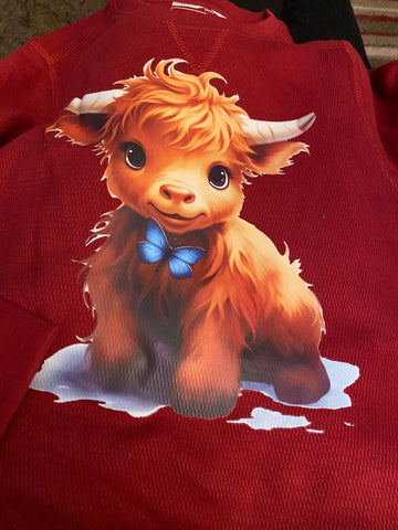 Kids Long Sleeve & short sleeve highland cow  T Shirts designs