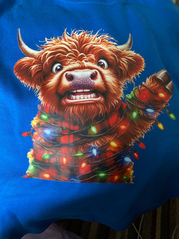 Highland Cow Kids Christmas L/S Top reduced