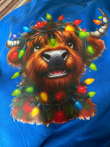 Highland Cow Kids Christmas L/S Top reduced