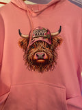 Country Mamma Highland cow Pink adults Hoodies