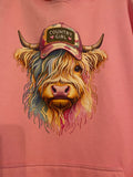 Country Girl Highland cow Pink adults Hoodies