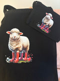 Sheep Black canvas shopping bag Shopper bag