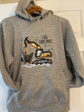 Adults & Kids Digger / Construction Christmas Hoodie or sweatshirt