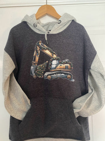 Digger / Construction Christmas Children’s Contrast Hoodie
