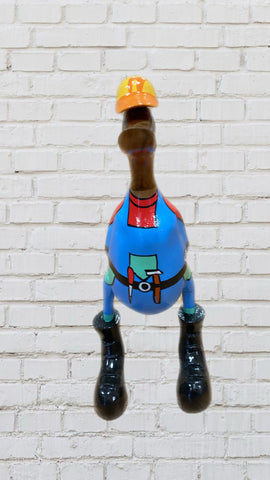 Wooden Builder Duck Decoration