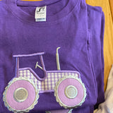 Girls Tractors 4 Colours Appliqué T shirt