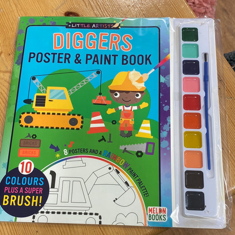 Diggers Poster & Paint Book