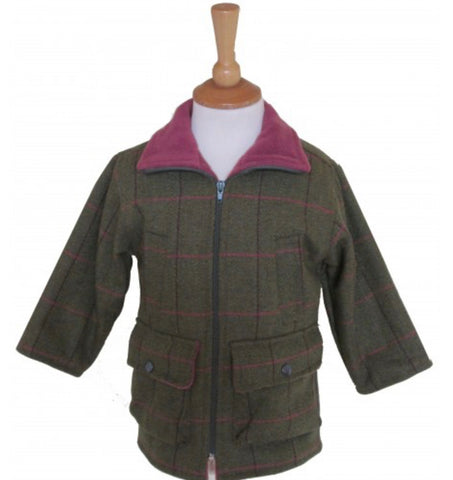 Girls Fleece Lined Pink Tweed Jacket