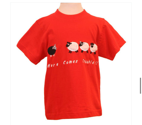 Sheep Appliqué T-shirt ,4 Colours