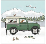 Landrover , sheep , cows , dogs Christmas Cards
