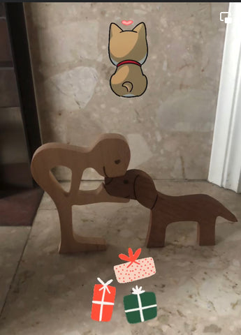 Dog Love Wooden Figure