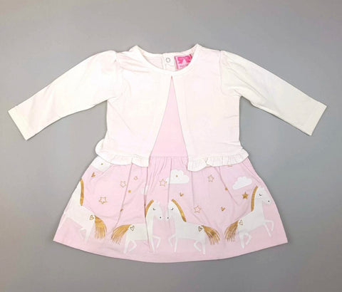 Unicorn Mock Cardigan Cord Baby Dress