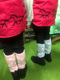 Leg warmers farm , tractors , rabbits