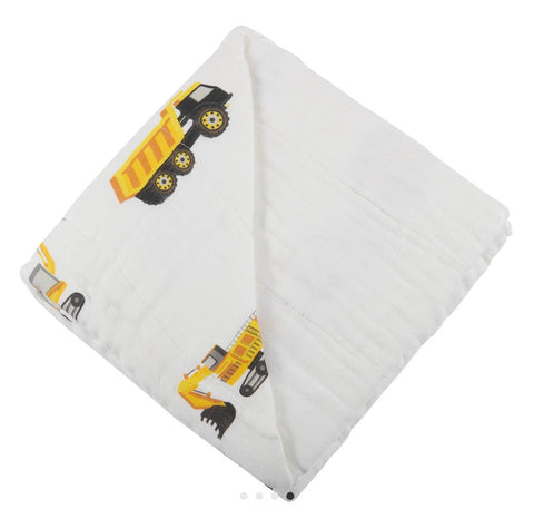 Dump Trucks & Diggers natural bamboo Blanket/ swaddling