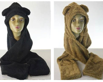 Adults Cosy Bear Animal Mitten Hat