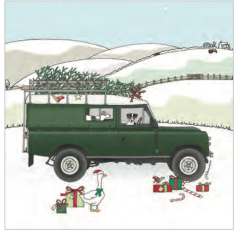 Landrover , sheep , cows , dogs Christmas Cards