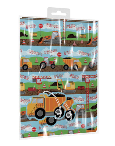 Construction gift wrapping paper