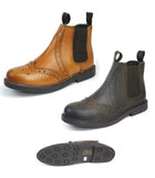 Unisex leather  brogue Chelsea / Dealer Boots 03255
