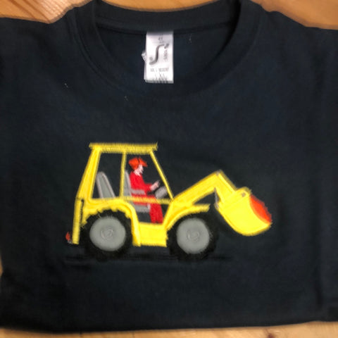Digger/ excavator & Driver 3 colours appliqué T shirt