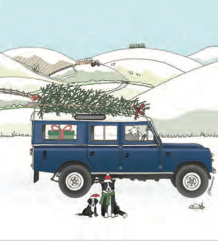 Landrover , sheep , cows , dogs Christmas Cards