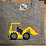 Digger/ excavator & Driver 3 colours appliqué T shirt